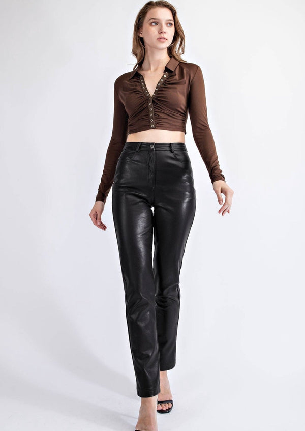 LEATHER STRAIGHT LEG PANT